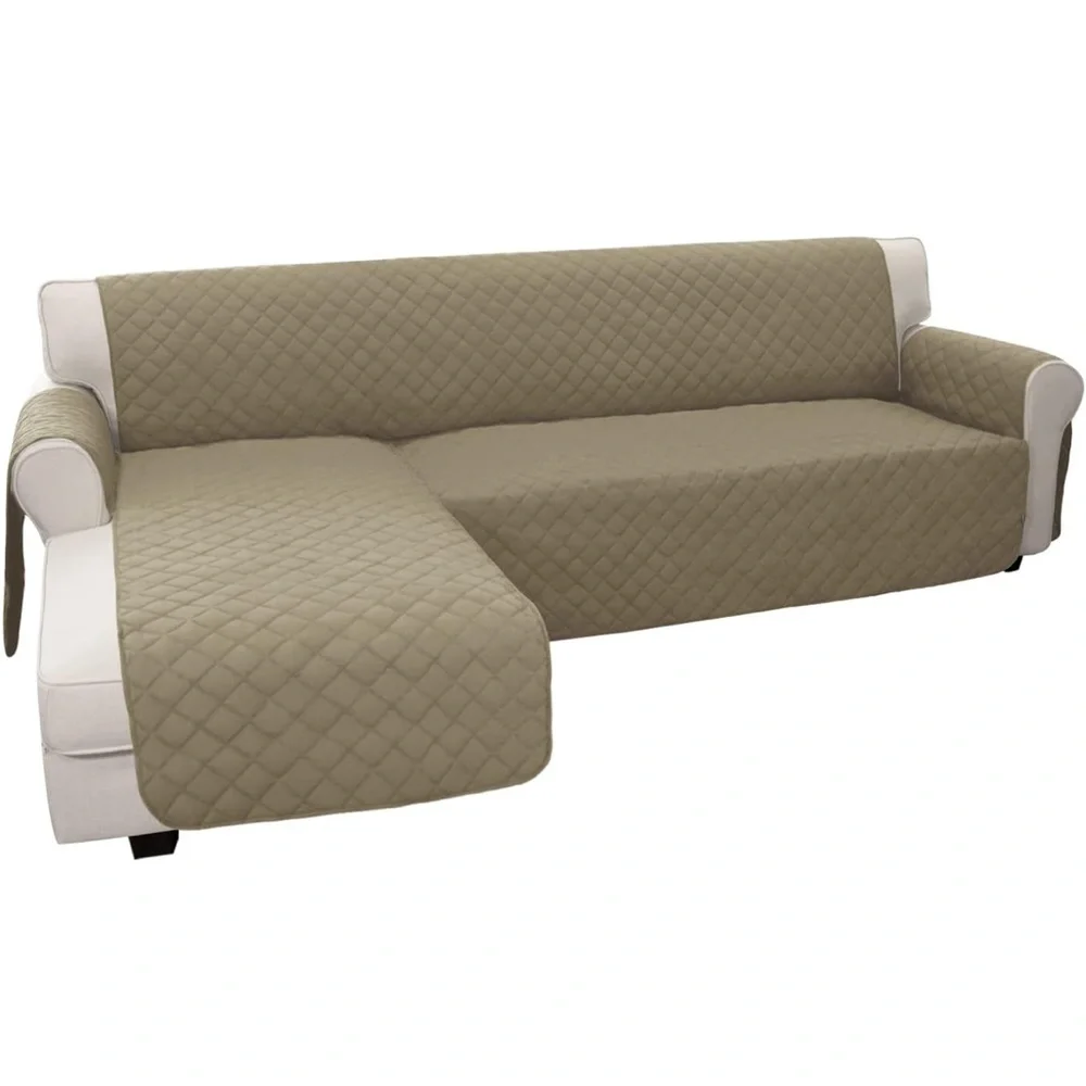 Easy-going L-shaped sofa sectional cover left chaise lounge XL size beige used